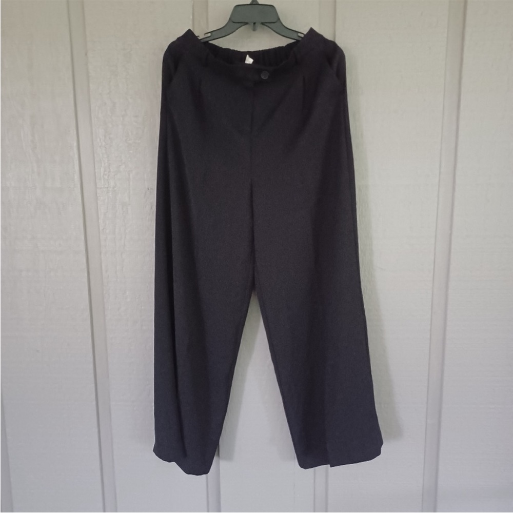 Open Edit High Waist Pant Wide Leg Half Elastic Waist Color Black Size M